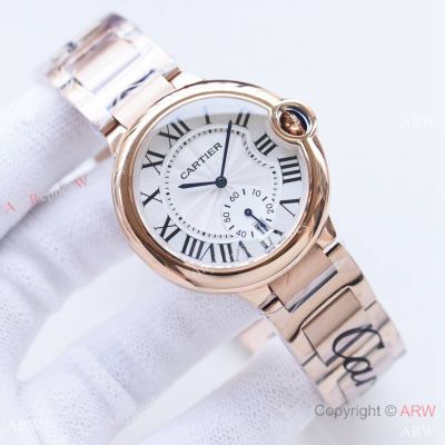 Replica Ballon Bleu de Cartier Swiss Quartz All Rose Gold Watches on 33, 36 or 42mm